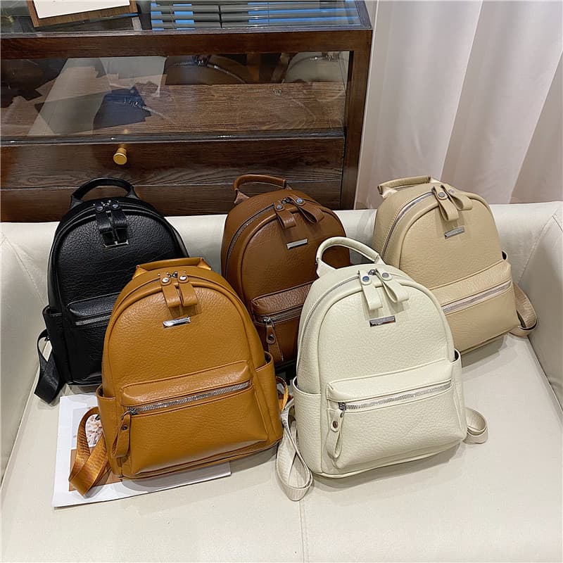 Fashionable And Versatile Small Backpack 2024 New Women's Backpack Trendy PU Soft Leather Work Commuting Travel Backpack For Women