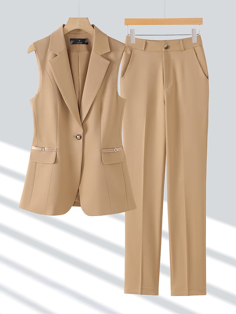 Women's Clothing New Autumn High End Slim Temperament Professional Vest Two Piece Suit