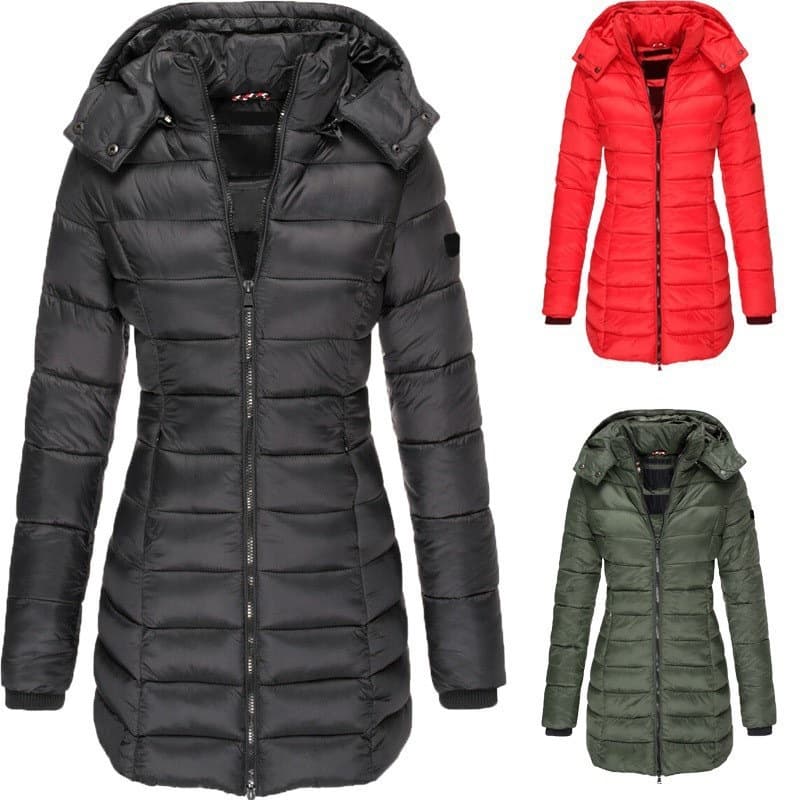 Elegant Winter Women's Long Puffer Coat With Slim Fit, Warm Cotton Filling, And Stylish Trench Design – Available In 7 Classic Colors (S-XXXL)