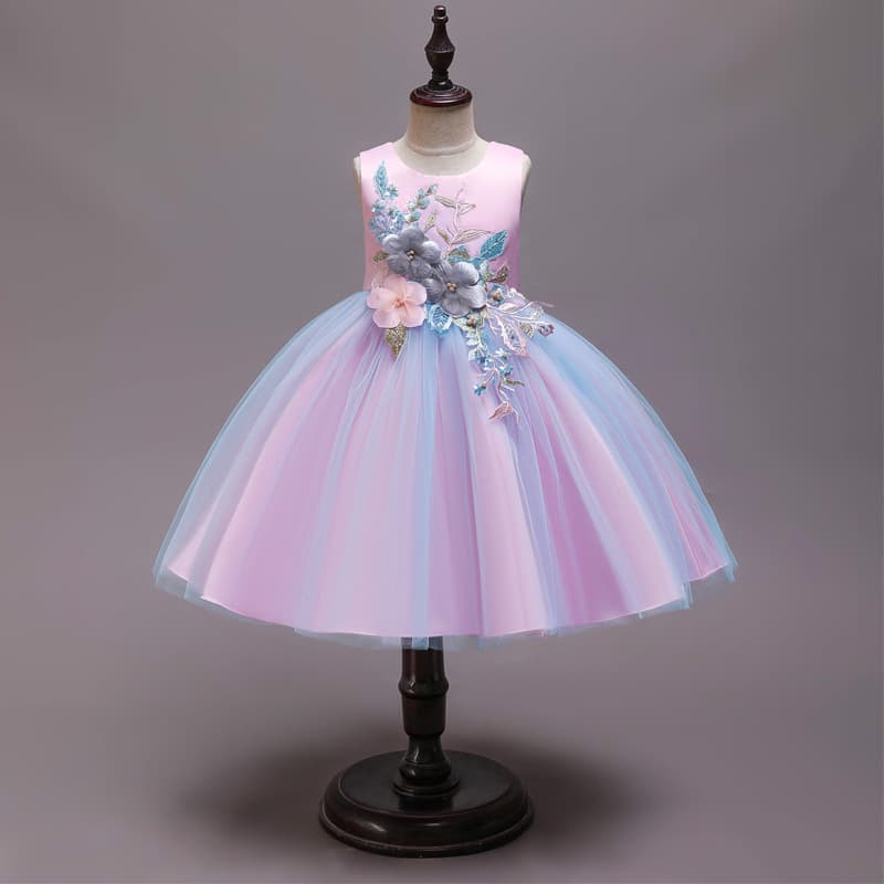 Girls Dresses Spring 2024 New Style Children's Spring and Summer Little Girls Princess Skirts Puffy Gauze Dresses