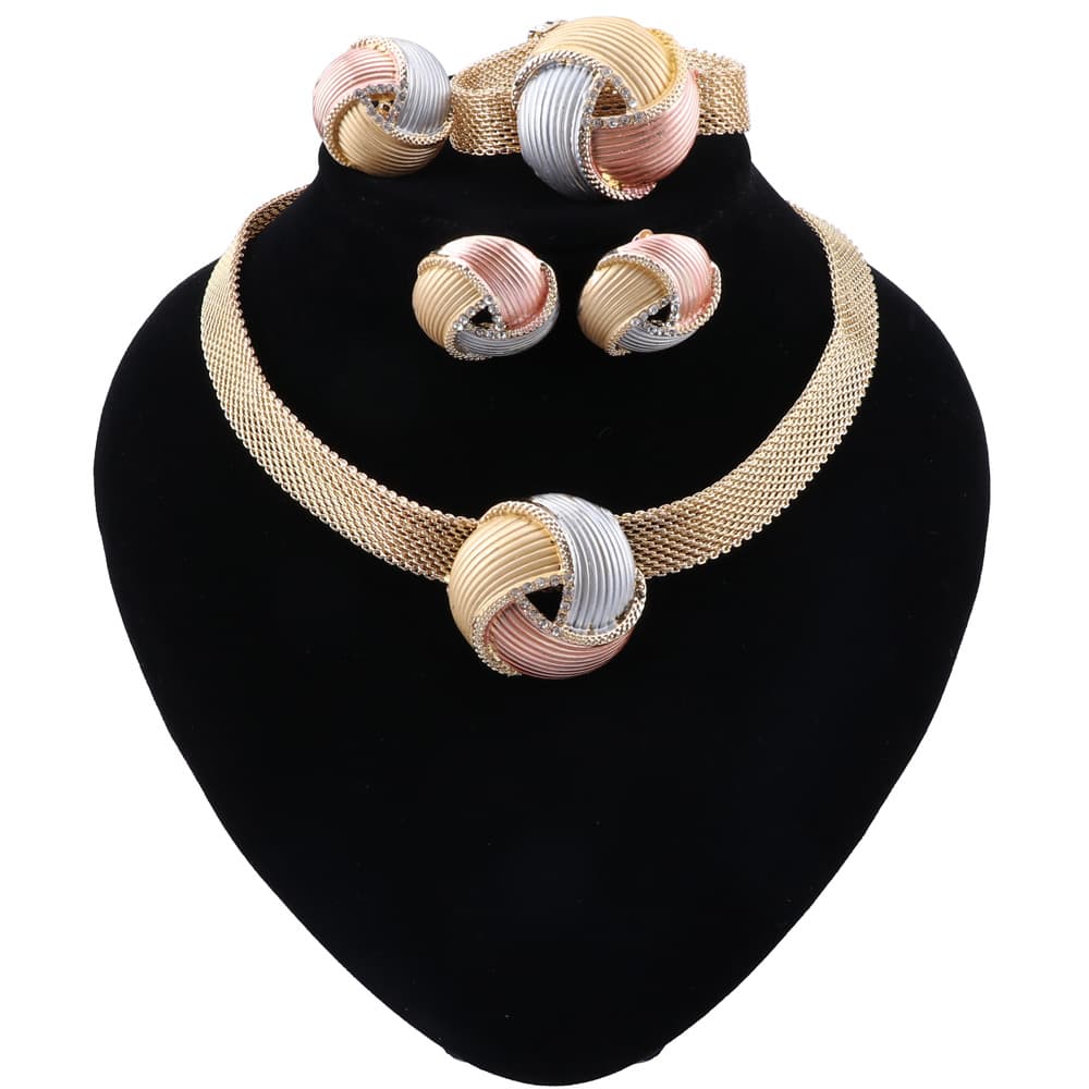 Dubai Gold Jewelry Sets For Women Big Necklace Jewelry Set Women Bridal Jewelry Sets Wedding Accessories