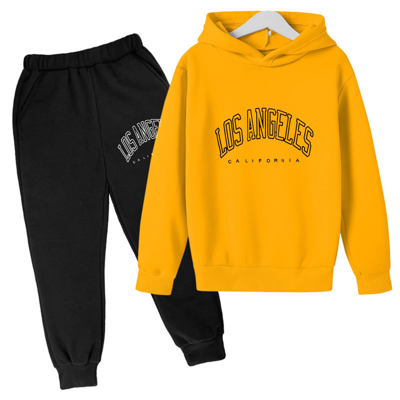 Ensemble deux pièces pour enfants, sweat-shirt à capuche ample, décontracté, en polaire, pour garçons et filles, automne et hiver