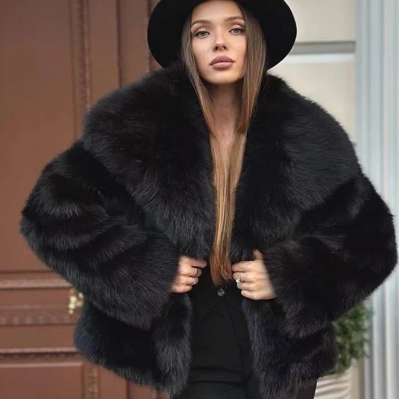 cross border fur coat women's large lapel fur jacket women's fluffy casual fox fur coat women's clothing