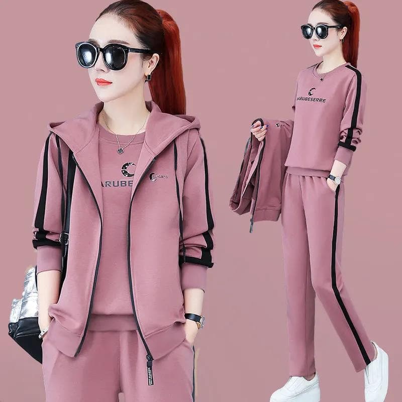 Women's Clothing autumn and winter new vest three piece suit female version autumn long sleeved sweater large size casual sportswear suit female