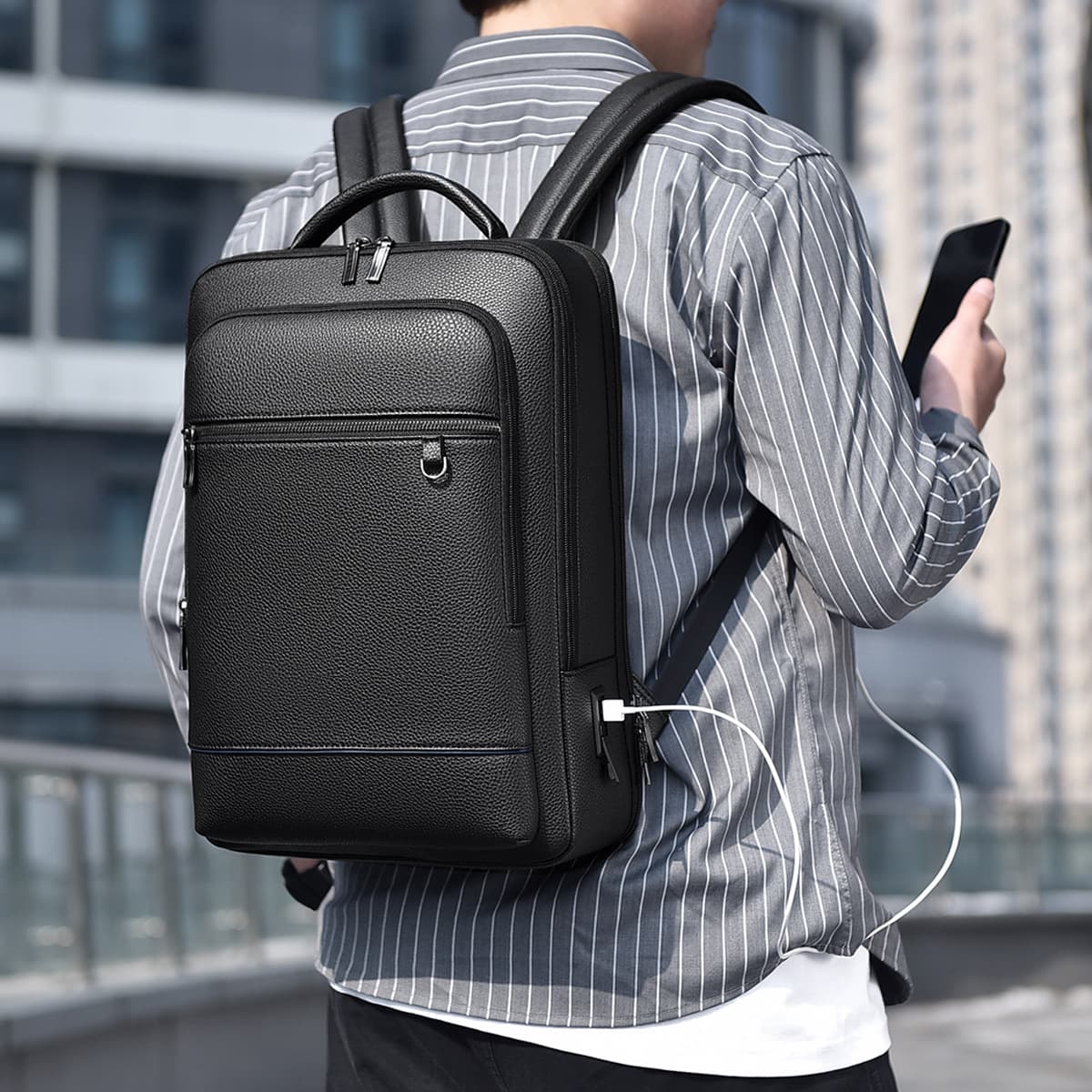 Luggage & Bags High end backpack large capacity men's computer bag business commuter travel bag USB multifunctional backpack