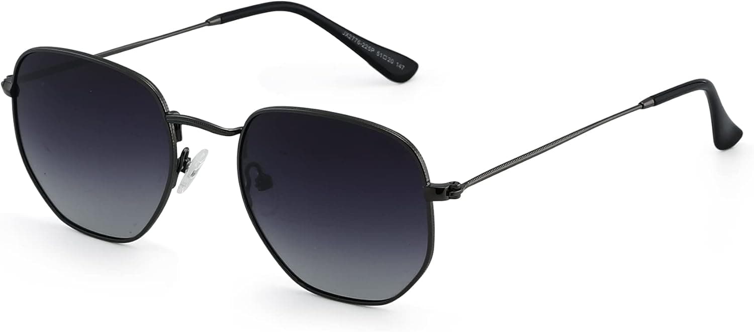 Vintage Hexagonal Polarised Sunglasses For Men And Women, Fashion Small Metal Frame