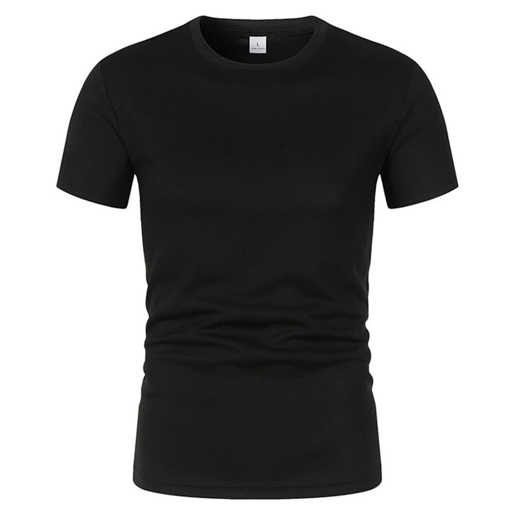 Summer Men's Solid T-shirt Mesh Breathable Sports Top Round Neck Short Sleeve Shirt