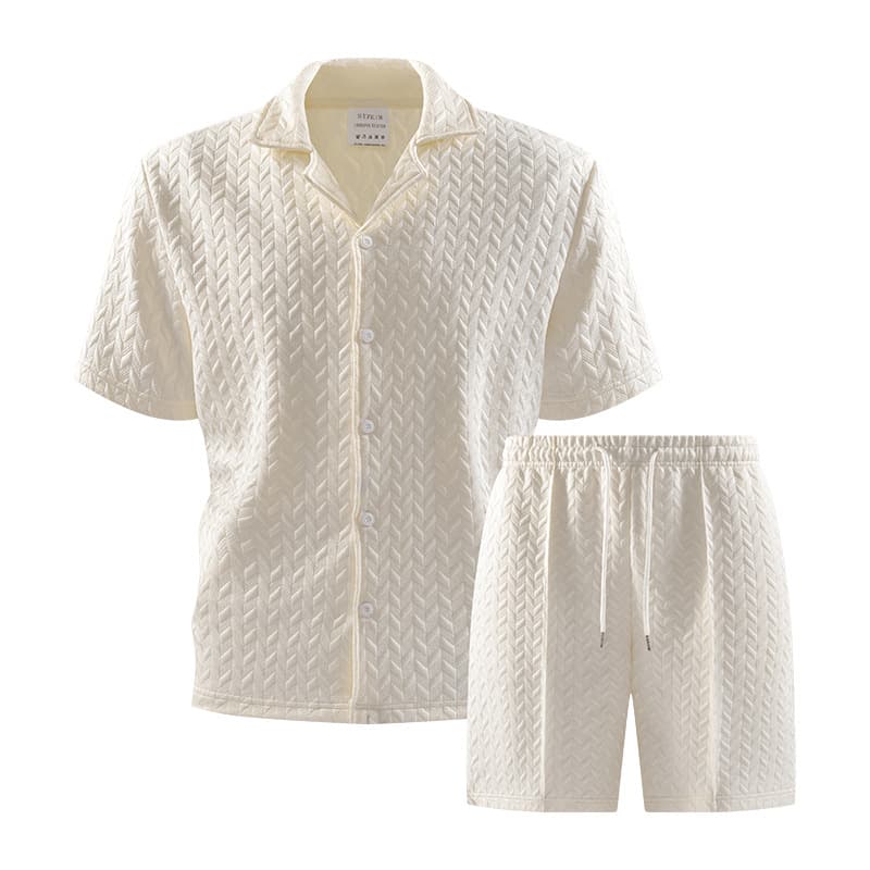 Men's Fashion Polo Shirt Set Short Sleeve Two Piece Spring Casual Clothing