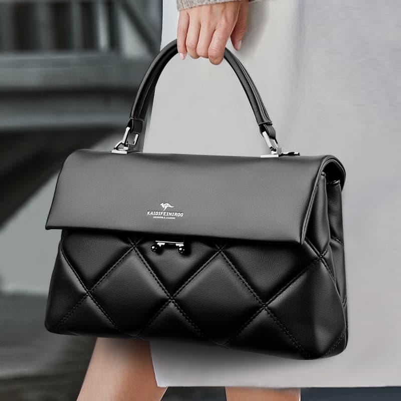 Cross Border Women's Bags 2024 Autumn And Winter New Fashion Women's Bags Urban Simple Hand Held Messenger Rhombus Bag Soft Leather Women's Bag