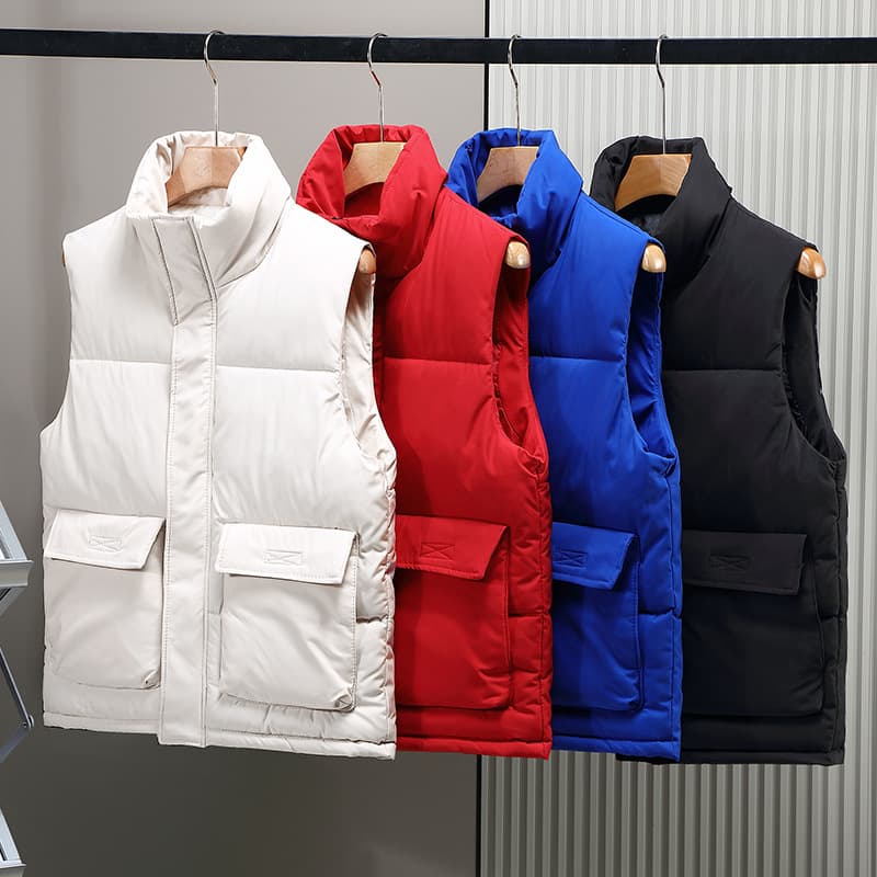 ​​Men's Lightweight Quilted Vest With Stand Collar, Warm Winter Padded Sleeveless Jacket For Casual Wear (Black/Red/Beige/Blue, Sizes M-5xl)​​