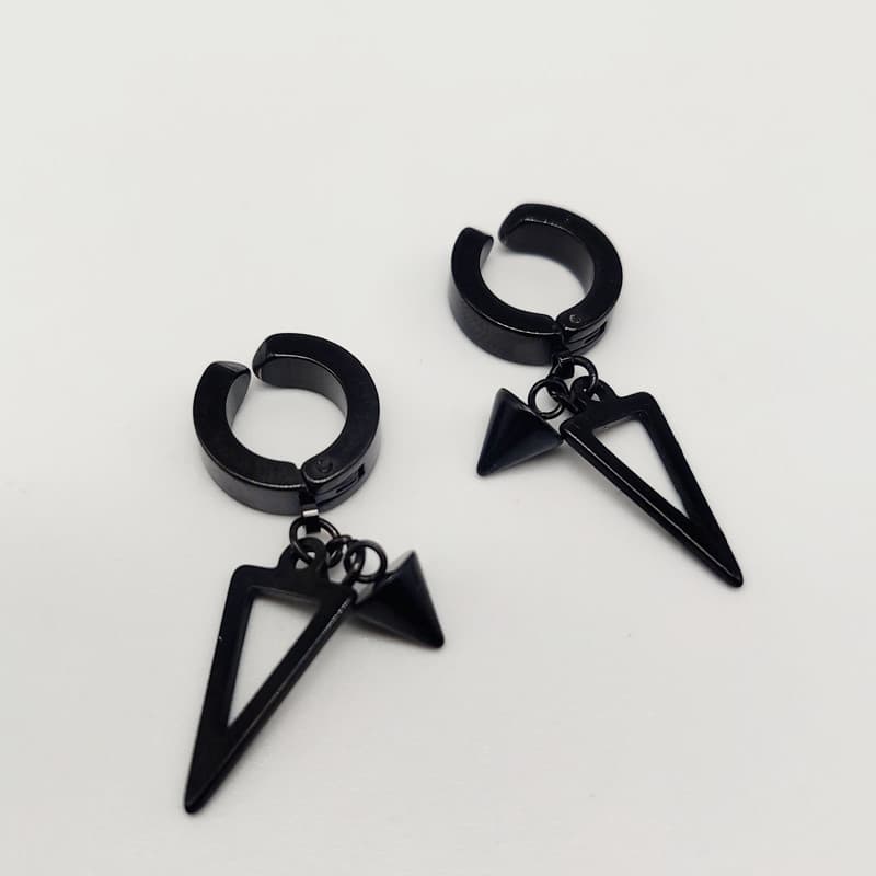 Korean Fashion Personality Hexagram Short Cross Earrings Trendy Men Street Ear Accessories Steel Color