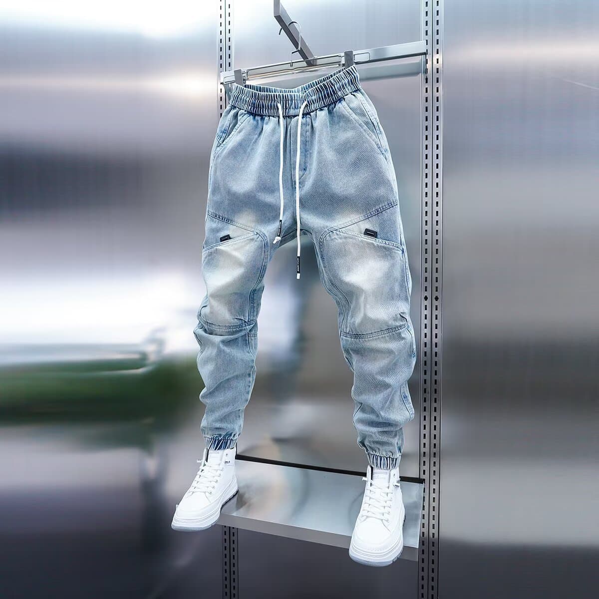 Faionable Men's Jeans Spring Autumn New Style Casual Denim Pants Cuffed Lightweight Cotton Durable Wear Resistant Slim Fit