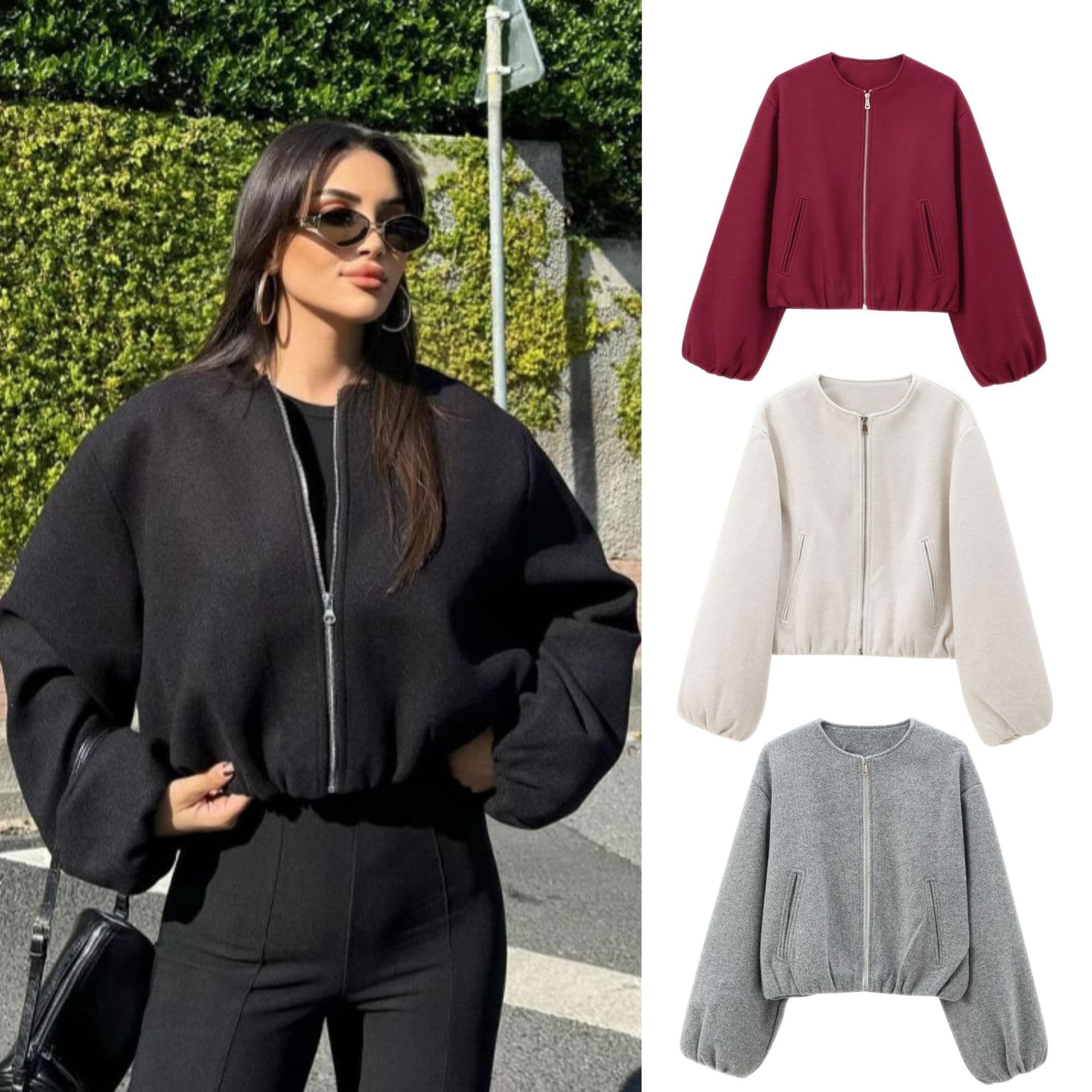 Women's Soft Short Bomber Jacket - Lightweight Polyester Zipper Jacket With Pockets, Streetwear Fashion For Fall & Winter (XS/S/M/L, 8 Colors)​​