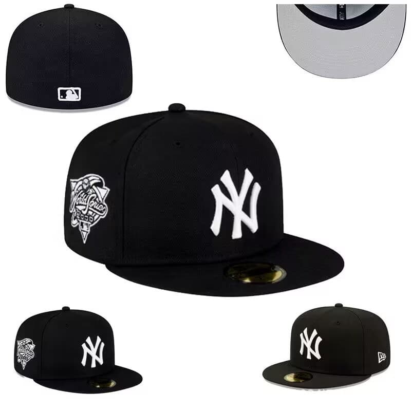 Casquette de baseball 2024 New NY, grande taille, entièrement fermée, avec pare-soleil et broderie non réglable.