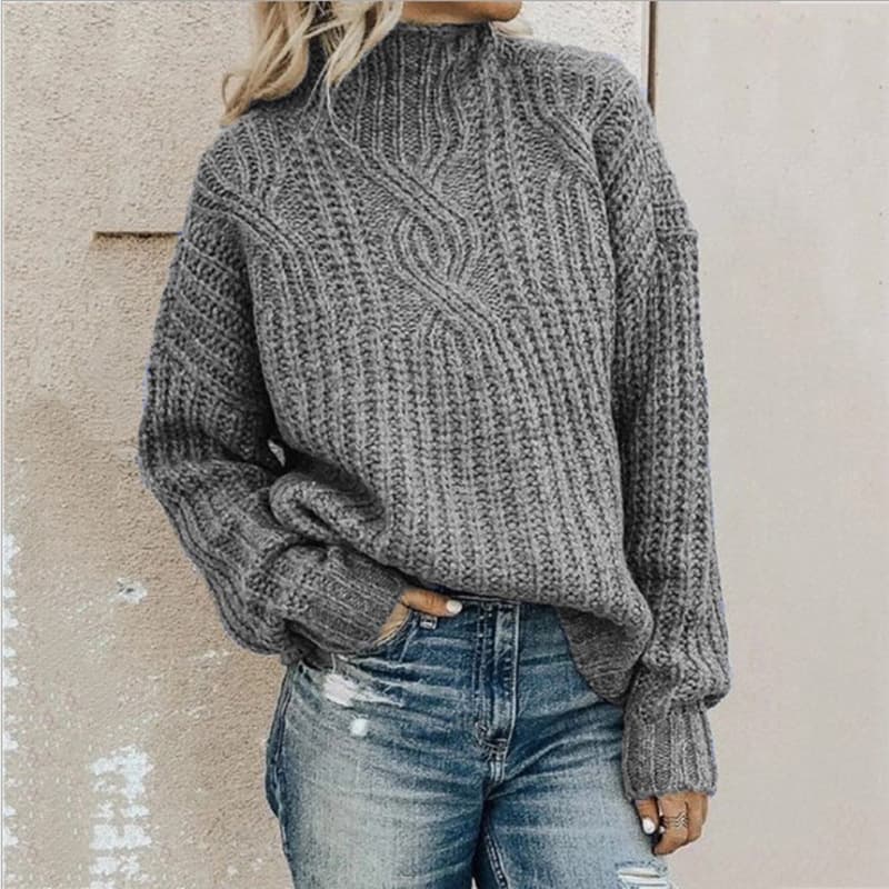 ​​Women’s Oversized Knit Sweater – High Neck Cable Pullover With Open Back (S-XXXL, 6 Colors)​​