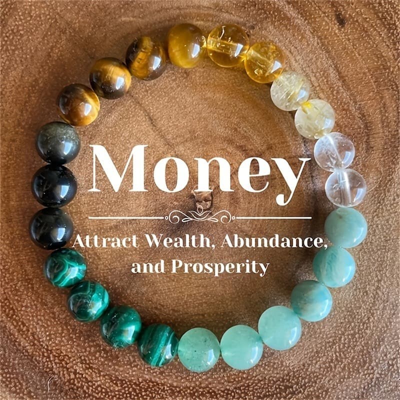 Natural Stone Bracelet Set – Green Aventurine, Citrine & Tiger Eye Beads, Malachite Spiritual Jewelry