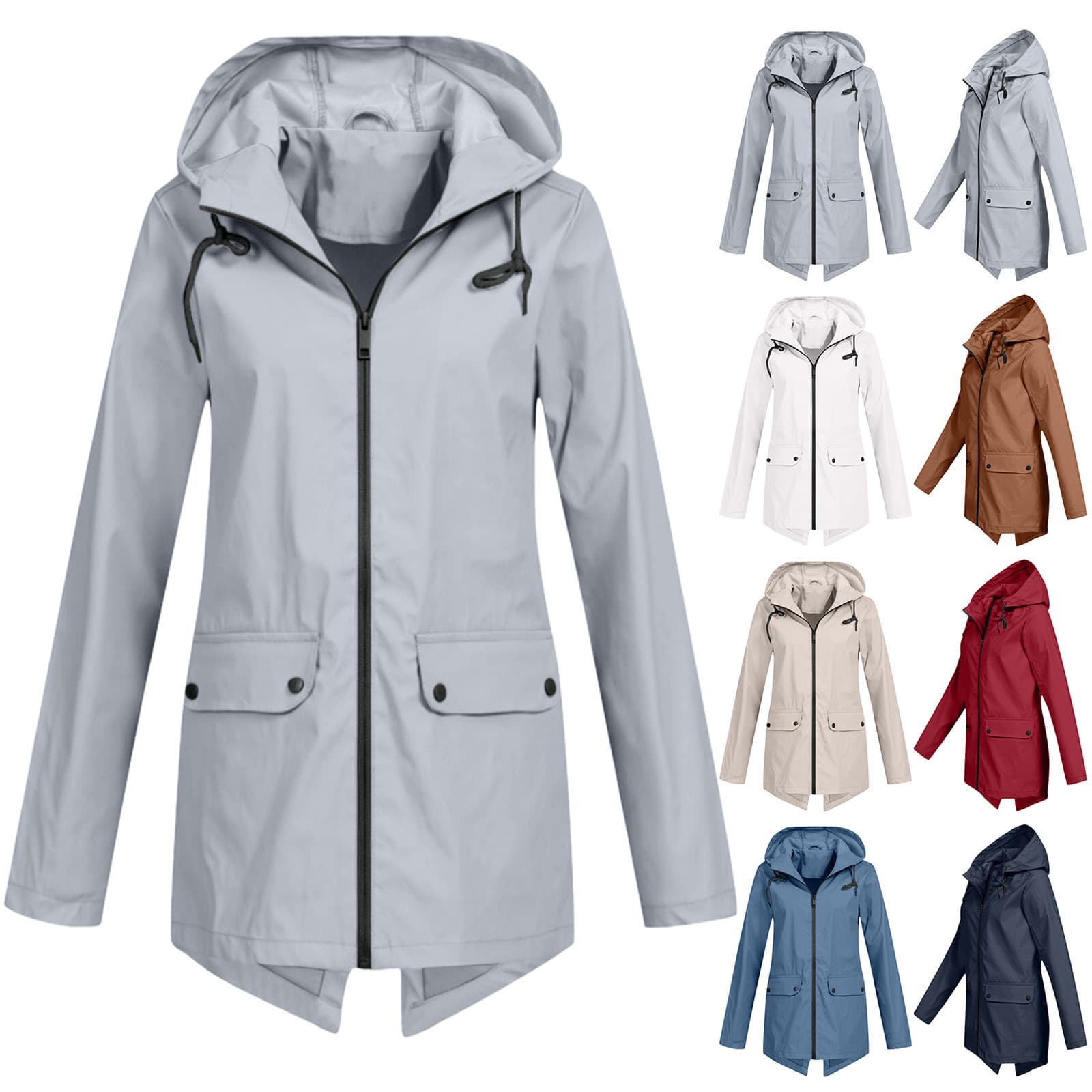 Women's Lightweight Waterproof Rain Jacket With Hood - Windproof Outdoor Coat, Breathable Polyester, Zipper Closure, Slim Fit (S-XXXL)