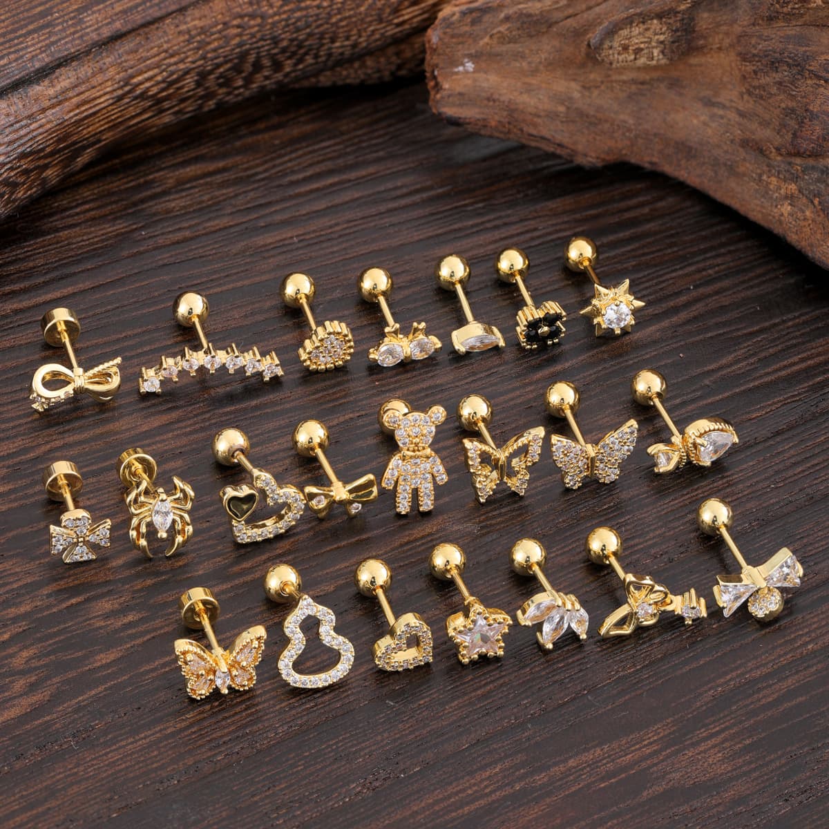 Women's Jewelry Simple Personality Stainless Steel Zircon Ear Bone Studs Exquisite Small Micro Inlaid Ear Studs Piercing Jewelry
