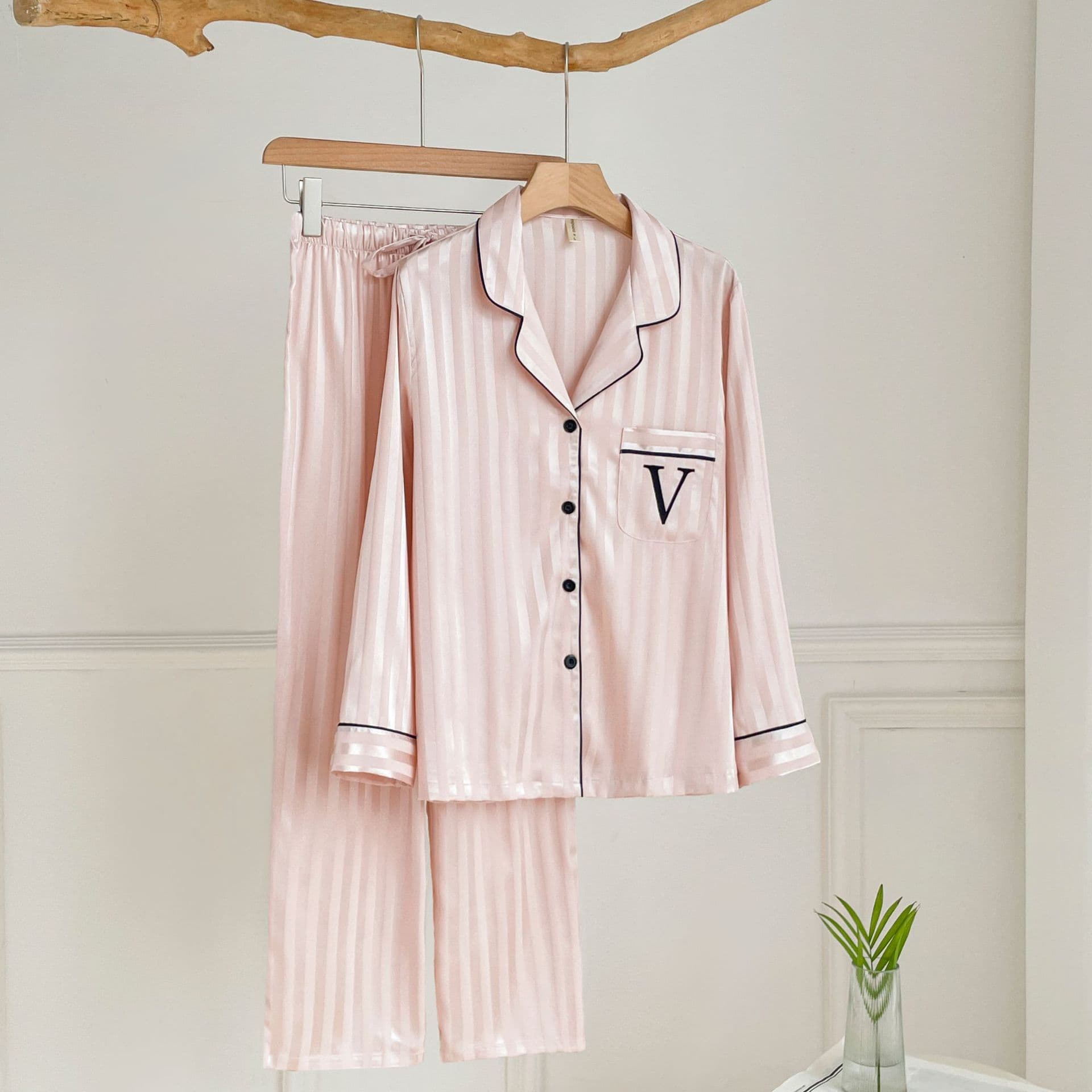 Hydra-Silk Sleepwear Set – Women’s Striped Cooling Pajamas With Luxe Jacquard (Long Sleeve, M-XL)​