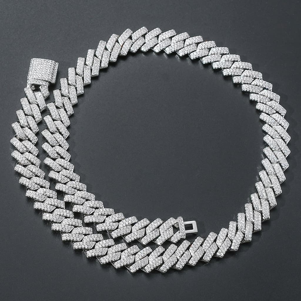 Bar Men's Hiphop Copper Inlaid Zircon 14mm Diamond Cuban Chain Hip-Hop Necklace