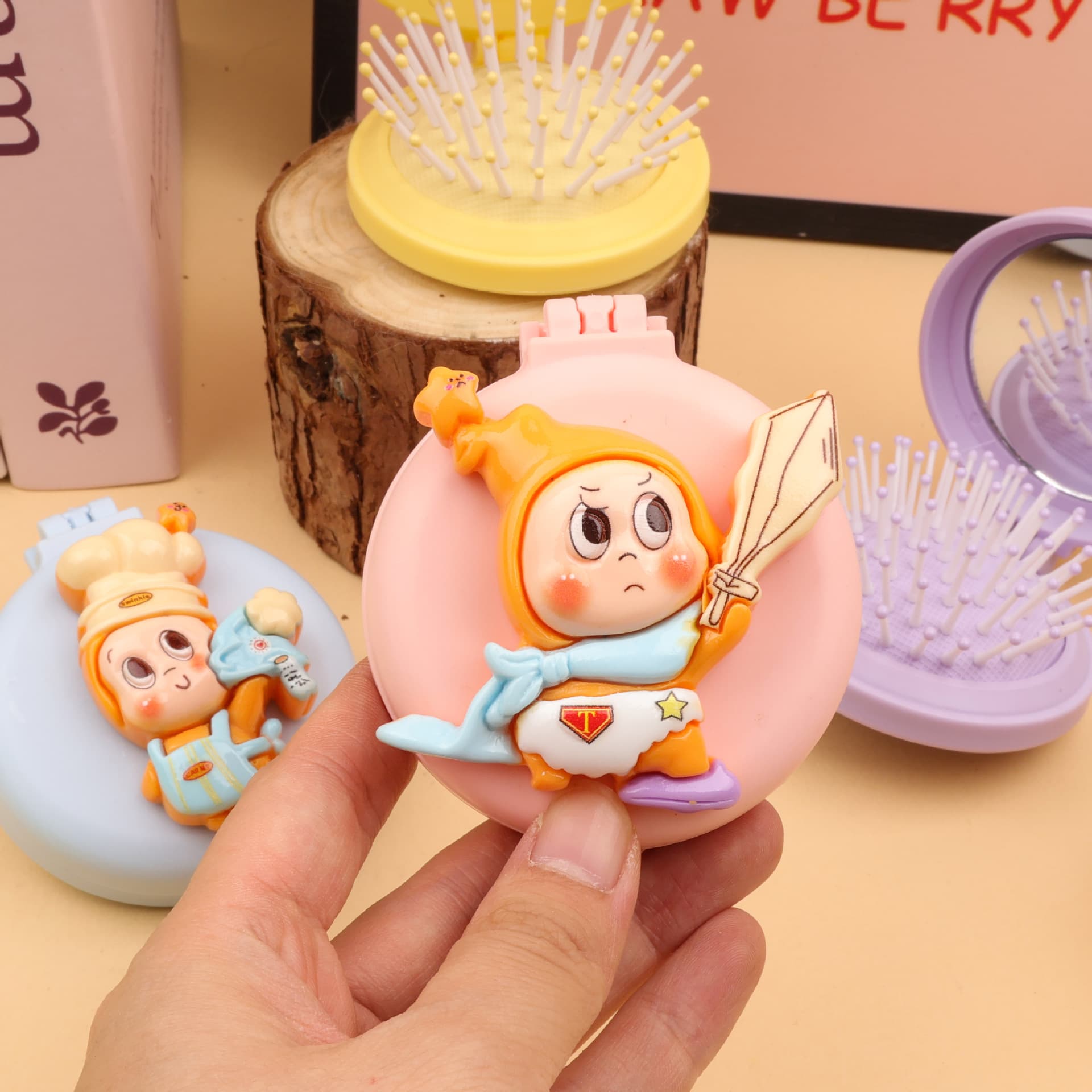 Cartoon Star Mini Airbag Cushion For Children Girls Portable Handheld Hair Massage Comb