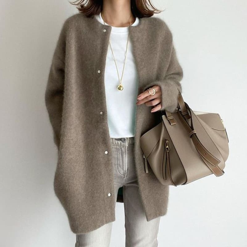 Women's cothing 9 colors new super soft knitted coat slimming design sense niche loose woolen coat for women
