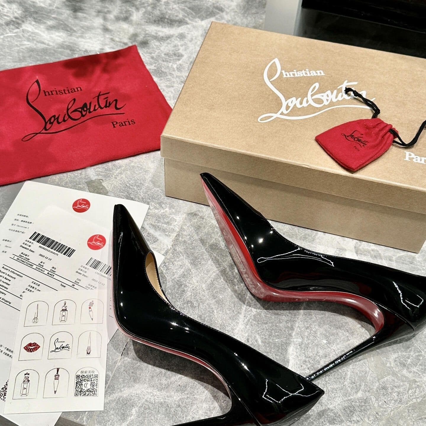 [Réplique premium 1:1] Escarpins CL à semelle rouge, bout pointu, grande taille (6 cm), pour l'exportation.