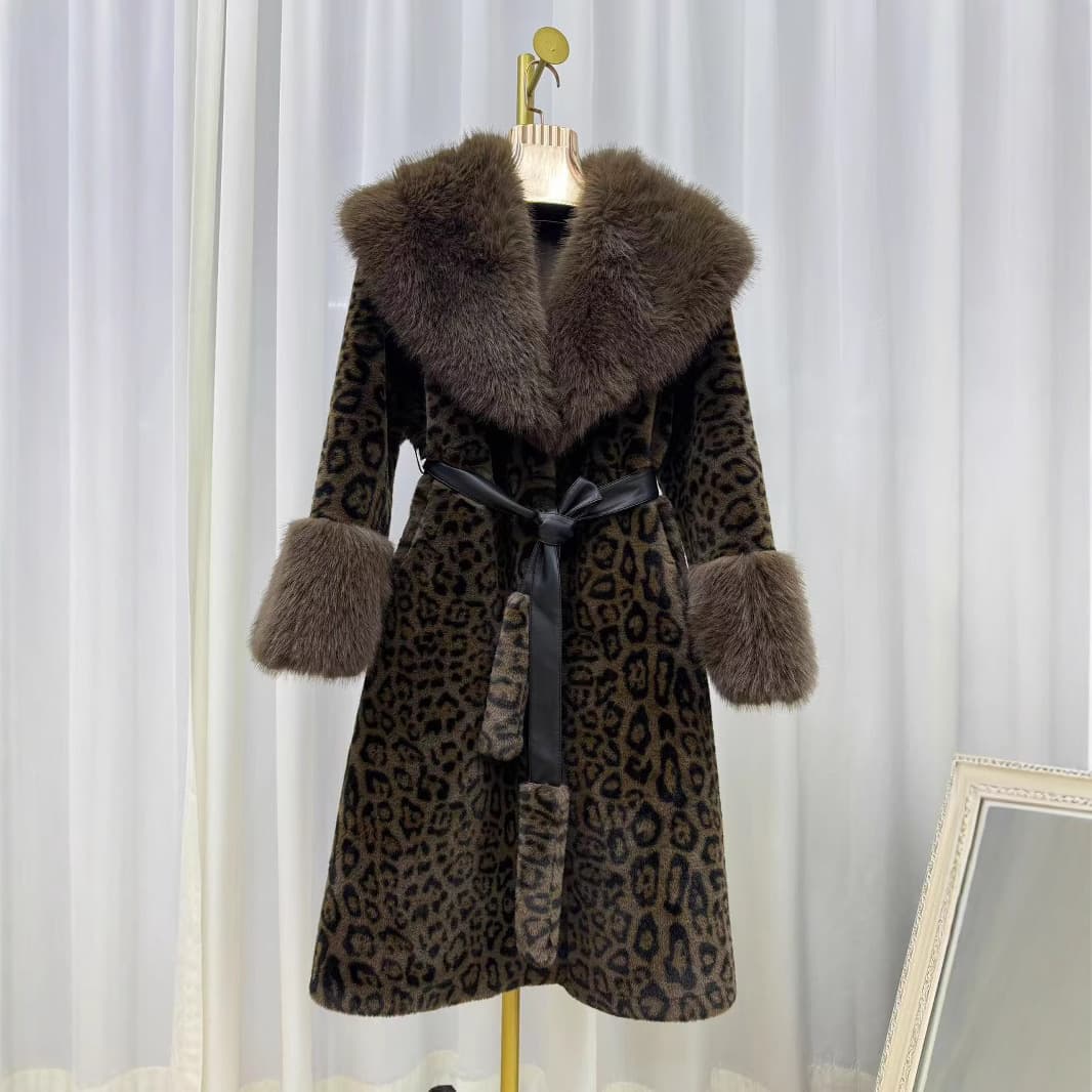 Women's Clothing Autumn And Winter New Mink Velvet Fashionable Leopard Print Women's Golden Mink Velvet Loose Temperament Noble Fur Coat