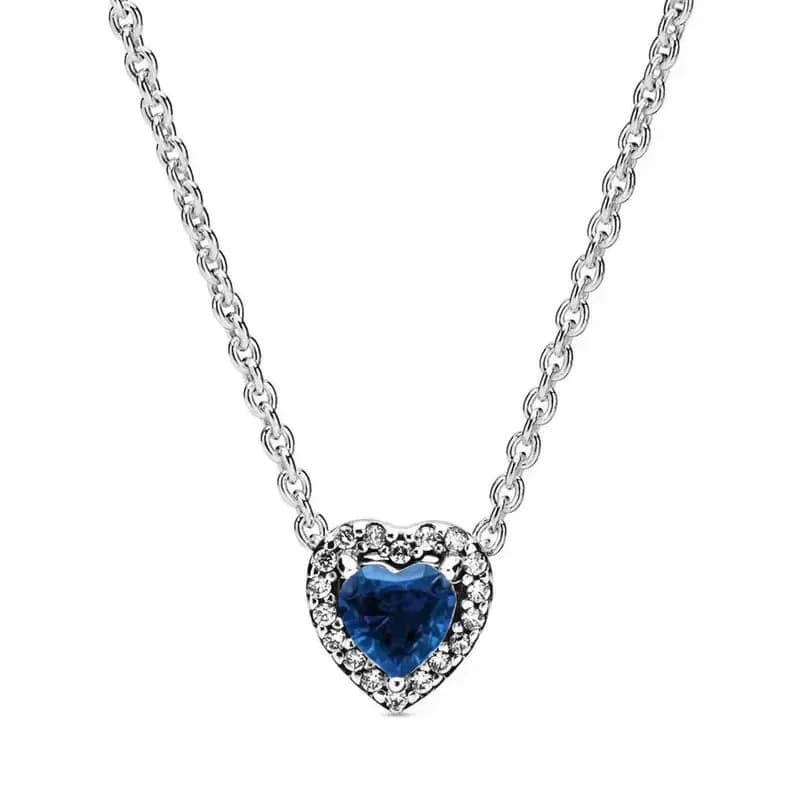 Collier en forme de cœur en argent S925 plaqué cuivre blanc de la série Love