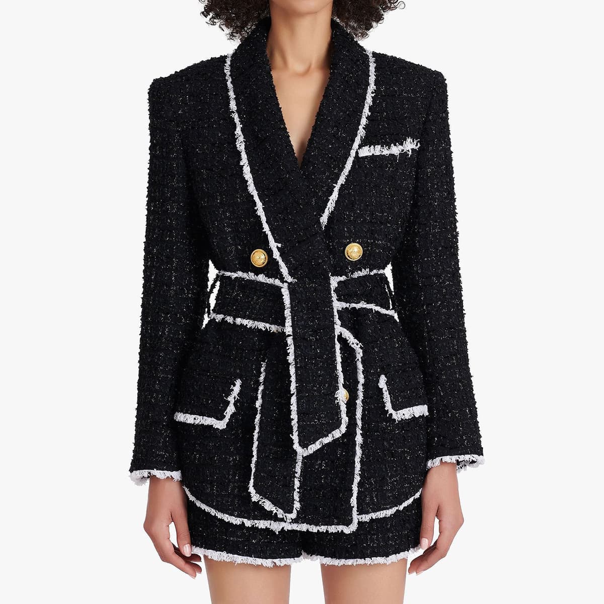 ​​Women's Fashionable High-Quality Tweed Jacket & Shorts Set - Elegant & Versatile Outfit For Fall/Winter​​