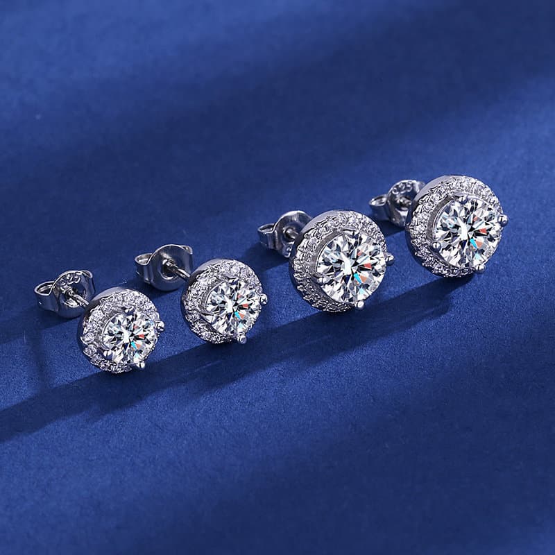 ​High Carbon Diamond Round Earrings For Women - Silver Plated Fashion Jewelry (Hot Selling Ladies Accessories)​