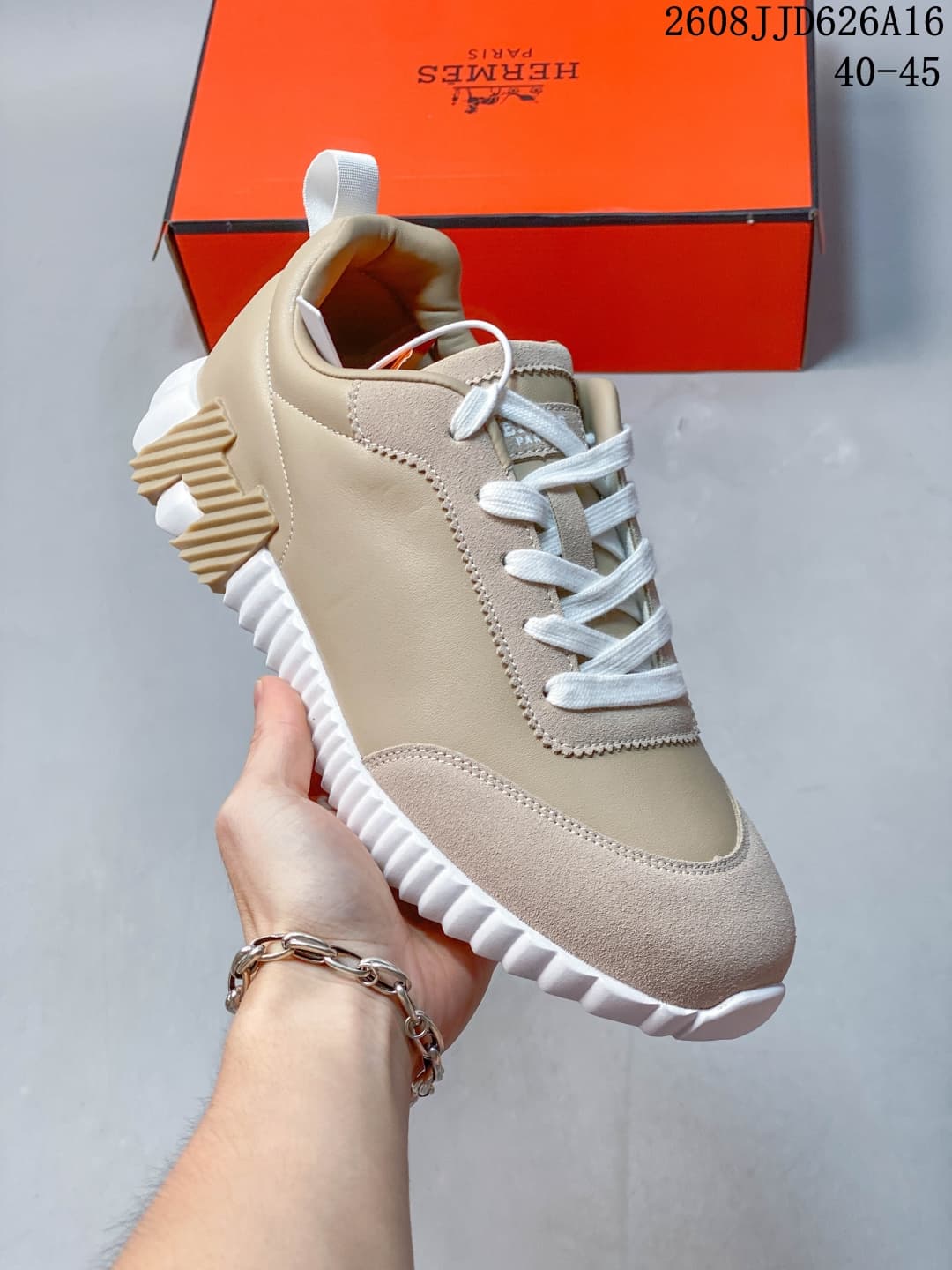 Baskets Hermes New Bouncing Designer Sneakers Original en daim de veau, chaussures décontractées et luxueuses, semelle légère idéale pour un usa