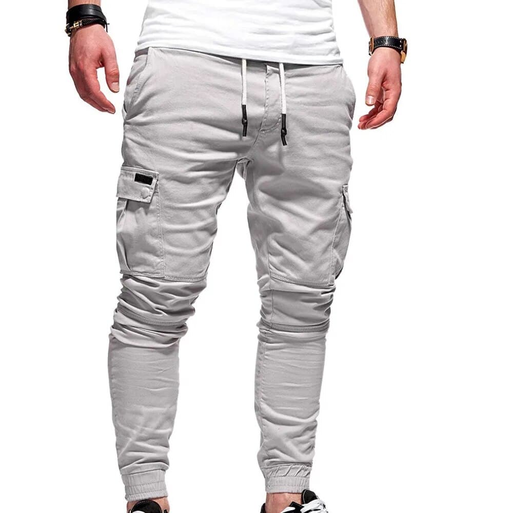 Men's Work Pants With Multiple Pockets, Outdoor Sports Work Pants, Small Leg With Elastic Drawstring,mens Long Casual Pants