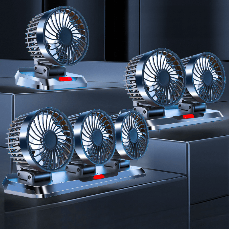 Car Mounted Fan, Van, 12V24V Powerful Cooling, Instrument Panel, Speed Adjustment, Three Head Car Fan