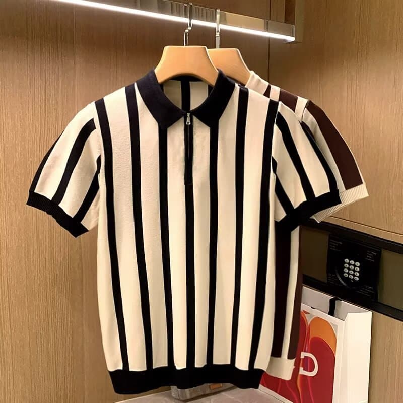 Men's Summer Loose Fit Crew Neck Short Sleeve Knitted Sweater Trendy Casual Pullover Polyester Youthful Popular Style