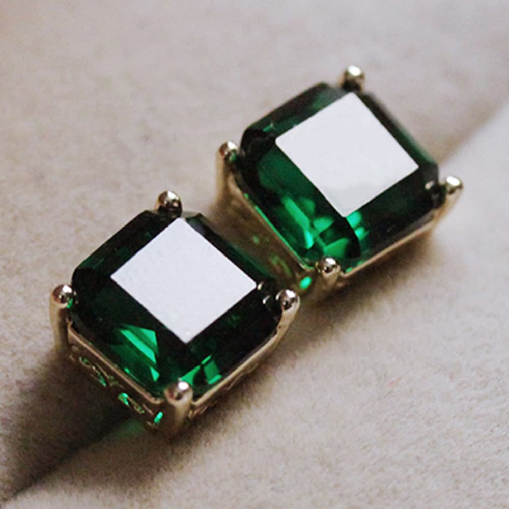Factory's Classic Grandmother Green Four Claw Zircon Earrings, Celebrity Style Green Crystal Women's Earrings
