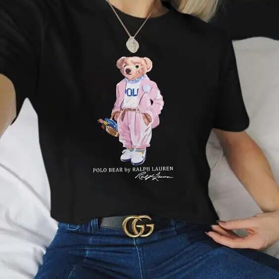 Ralph_Lauren-2024 nouveau coton mode sens impression à manches courtes T-shirt femme été marée lâche cent hauts 100% coton