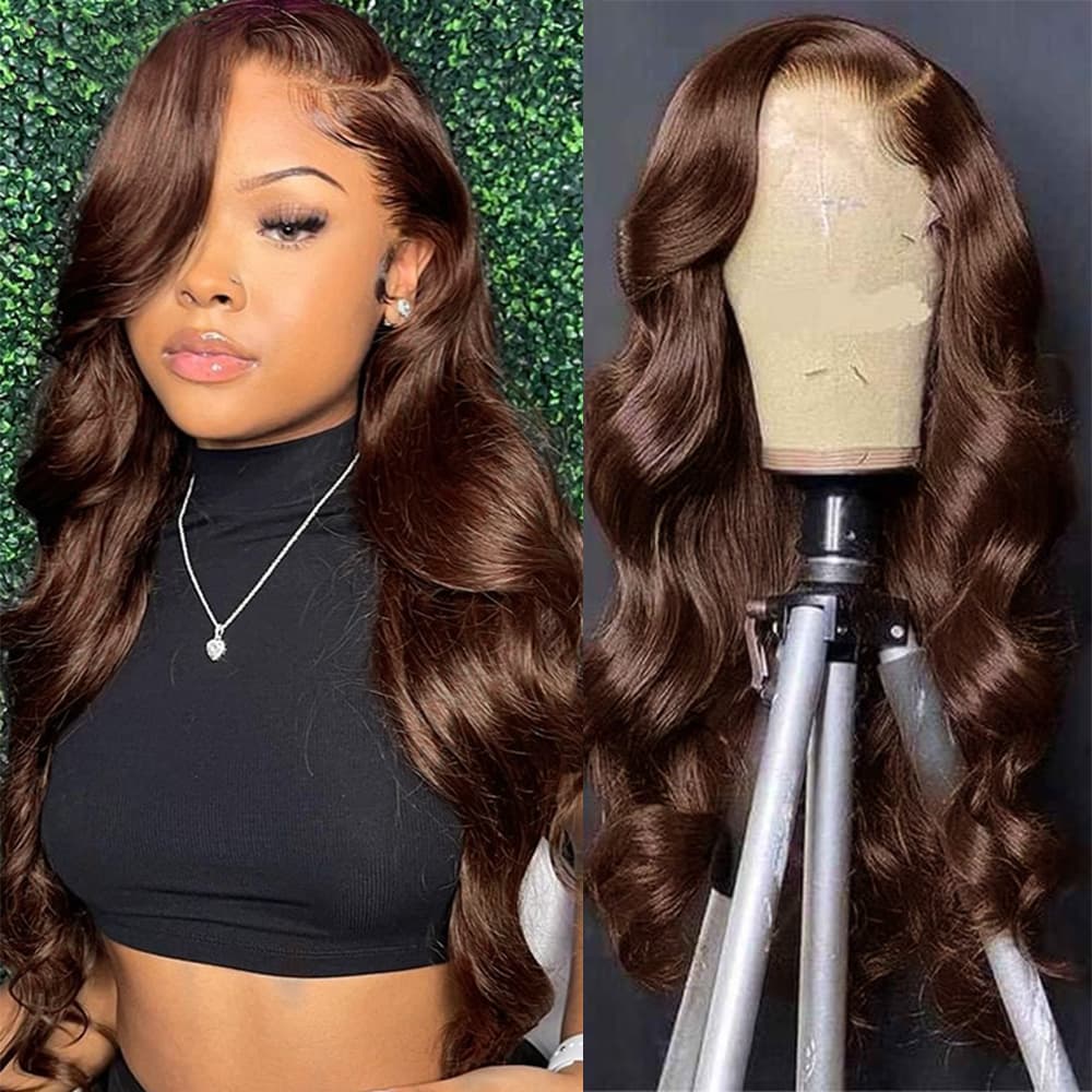 Brown 13x4 Lace Frontal Human Hair Wigs For Women Body Wave HD Transparent Lace Front Human Hair Wig On Sale Glueless Wig 250%