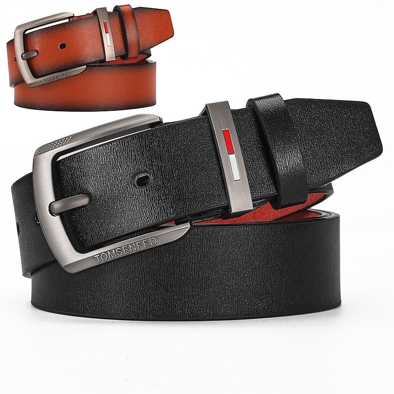 VOOTHOST Men's Belt Alloy Pin Buckle Casual Jeans Belt Male All-match Leather Formal Business Designer Waistband VB239