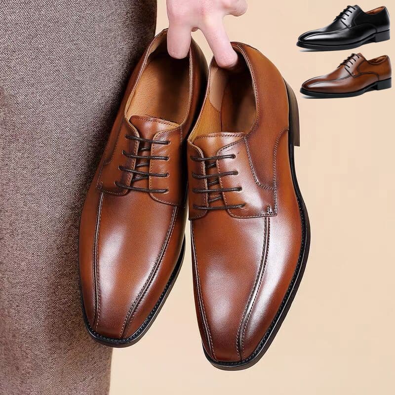 Polished color square strap shoes men Derby plus size men's leather shoes
