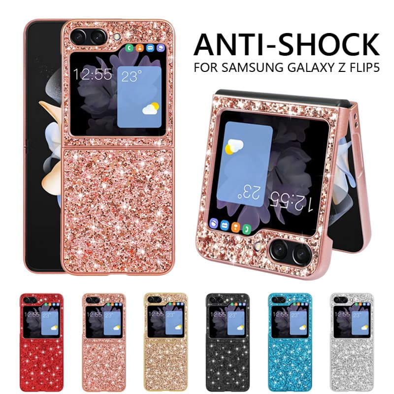 Plating Bling Glitte Diamond Case Fo Samsung Galaxy Z Flip5 Flip4 Flip3 5G Shockpoof Bumpe Potection Had Back