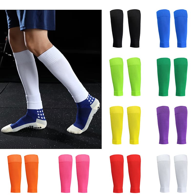 Men's Adult Professional Soccer Shin Guards with Inserts White Training Socks for Outdoor Sports