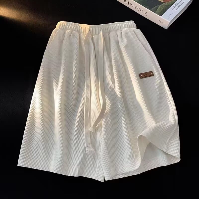 Textured Ice Silk Shorts For Men Thin Durable Cool Feeling Summer Athletic Capri Pants American Retro Style