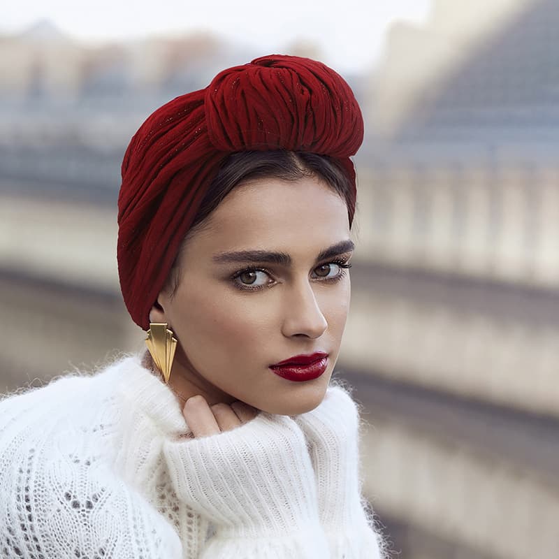 Silver horn turban hat cross-border hot style autumn and winter European and American knotted fashion headscarf hat selection head hat women's hat