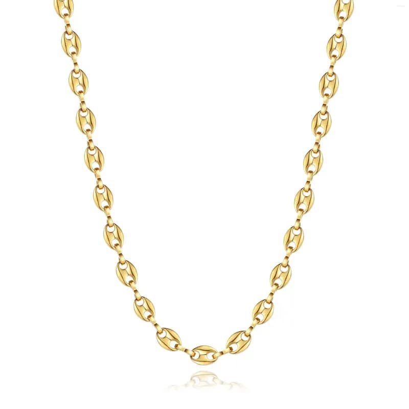 Chains 6mm/8mm/11mm Coffee Bean Necklace Pig Nose Link Chain For Women Gold Plated Stainless Steel Charm