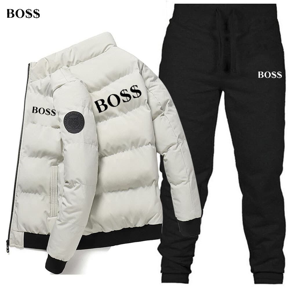 Nouveaux hommes coton veste + pantalon couleur unie imprimé ensemble de sport décontracté