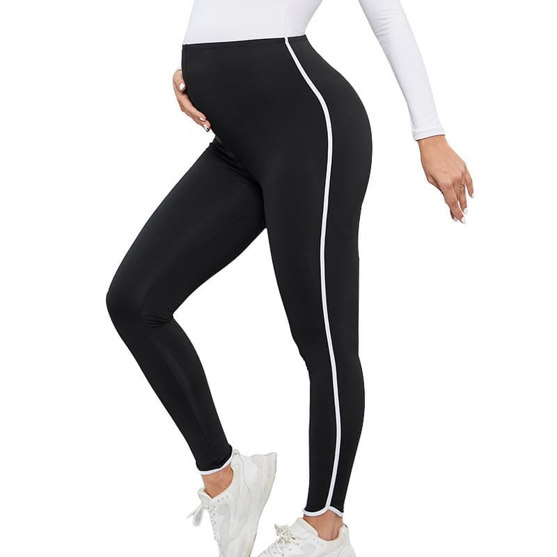 Family matching New black color matching high waist maternity trousers hip lift elastic belly support yoga nine-point leggings maternity wear