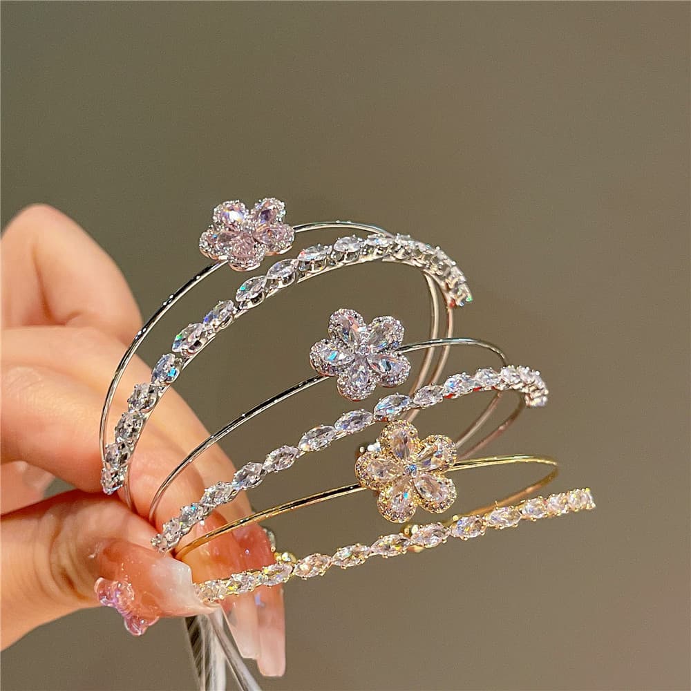 Transparent white zircon flower bracelet JOJOACC opening adjustable bracelet micro set all match jewelry