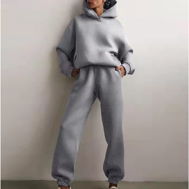 Women's Clothing Autumn And Winter Sweater Set Casual Fashion Sports Pants Plus Velvet Sweater Set