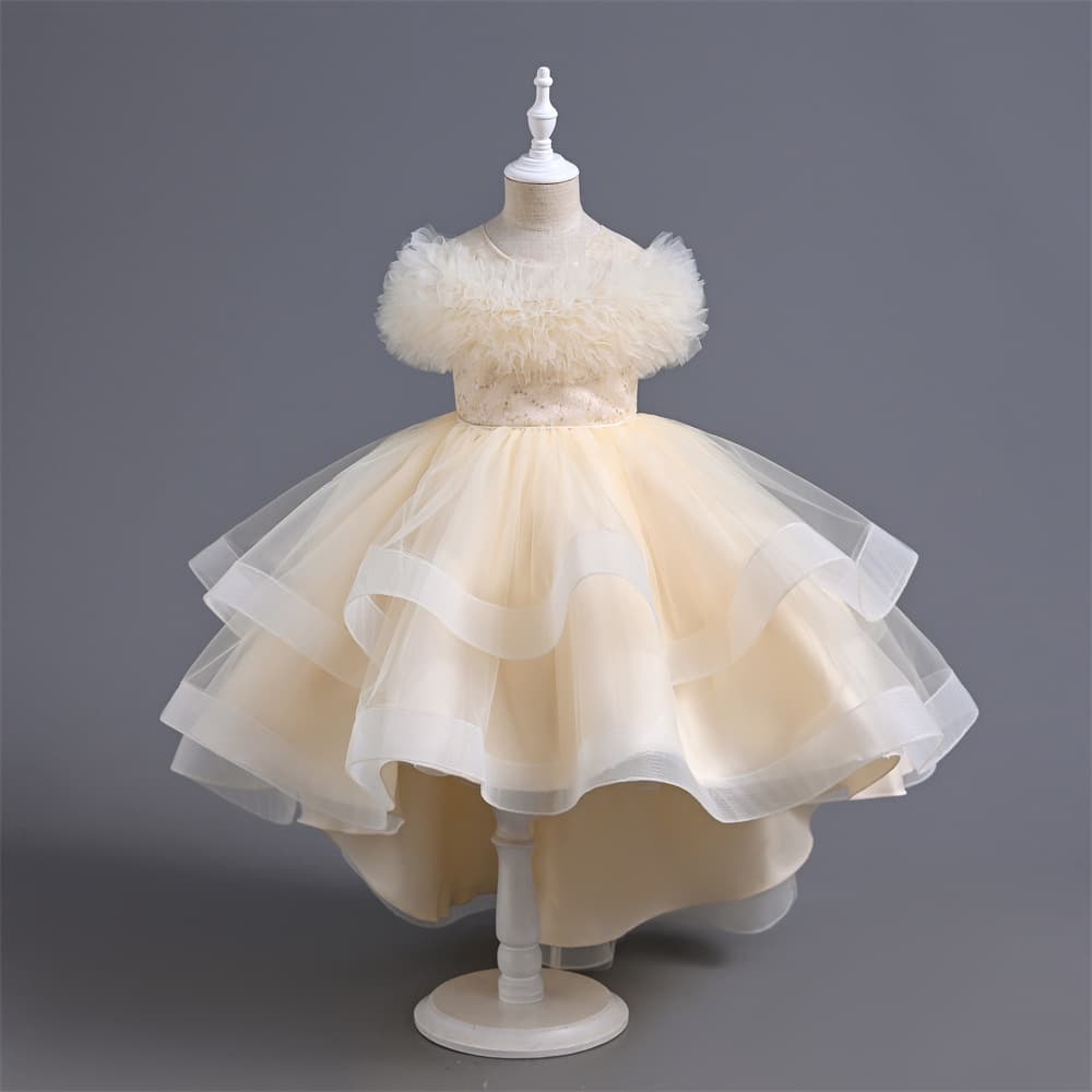 European and American New girls' princess dress flower girl's wedding small tail children's pettiskirt baby girl's one-year-old dress